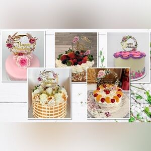 Acrylic Happy Birthday Cake Toppers, 4 Pack